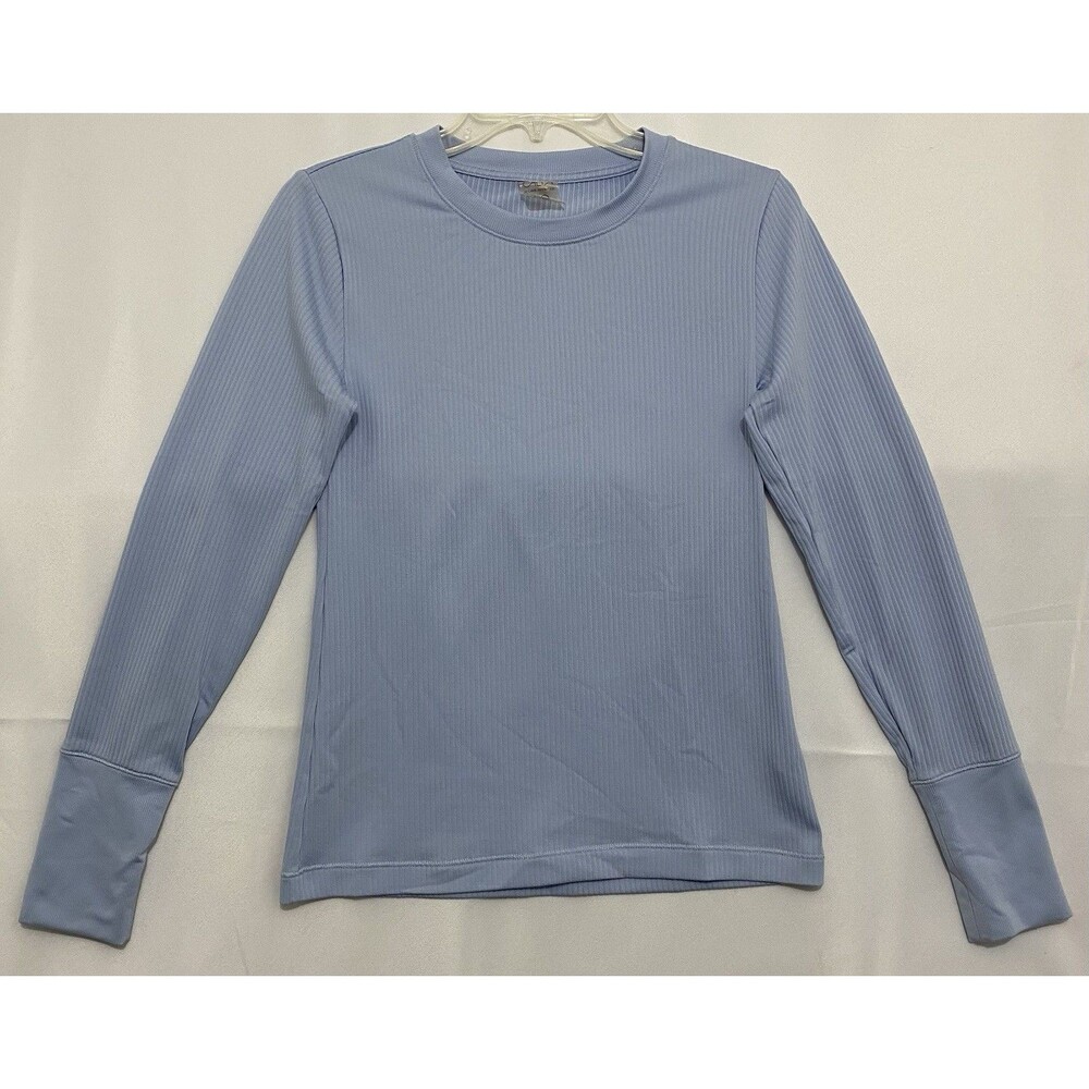 CALIA by Carrie Underwood Womens M Blue Ribbed Long Sleeve Crew Neck Top